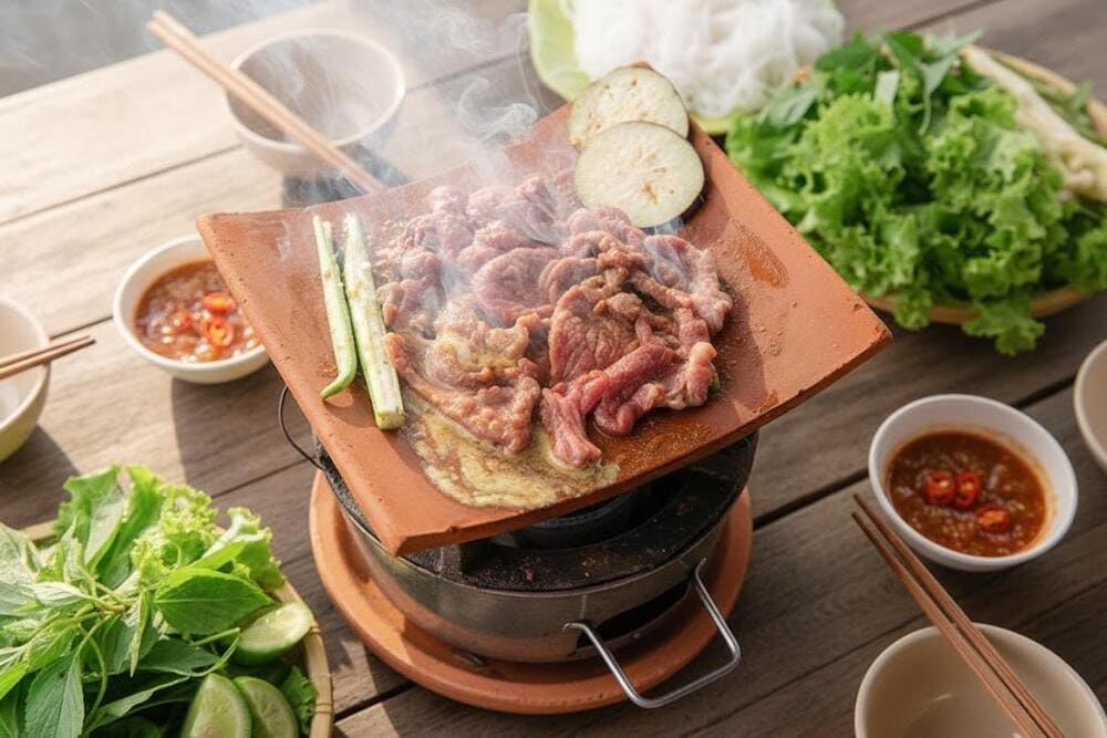Bò nướng ngói.